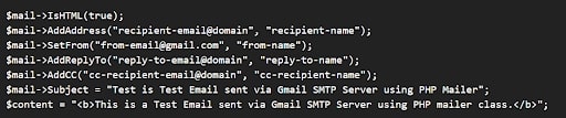 hàm gửi mail trong php